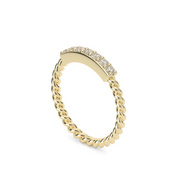 Yellow Gold Round Shape Diamond Twisted Bangle Ring/Band With Share Prong Setting